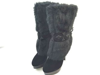 Italina by Summer Rio Women's Faux Fur Platform Boots Black BD3010 Thumbnail