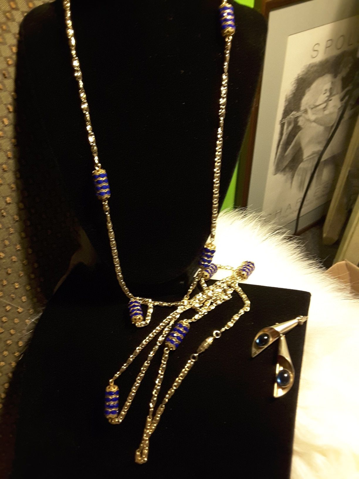 Estate Set Necklace Sapphire & Gucci Link w Earrings $33