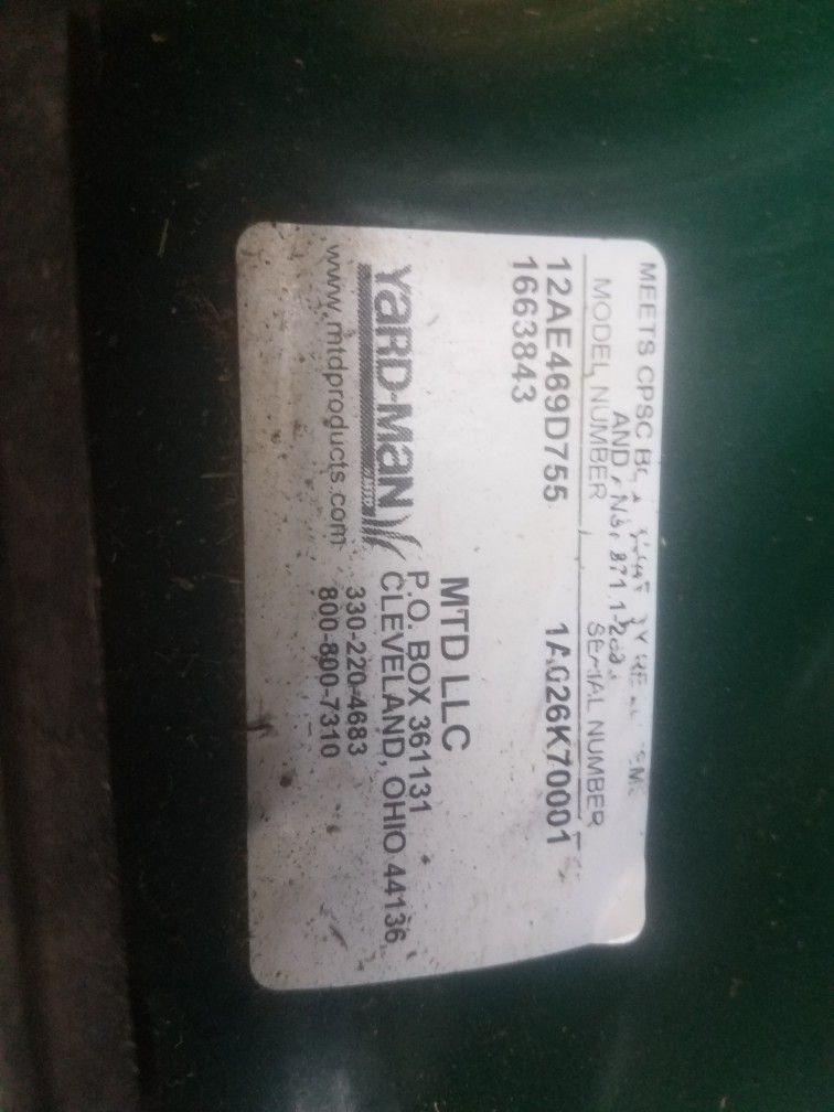 Yard Man 21 Inch Self Propelled 6.75