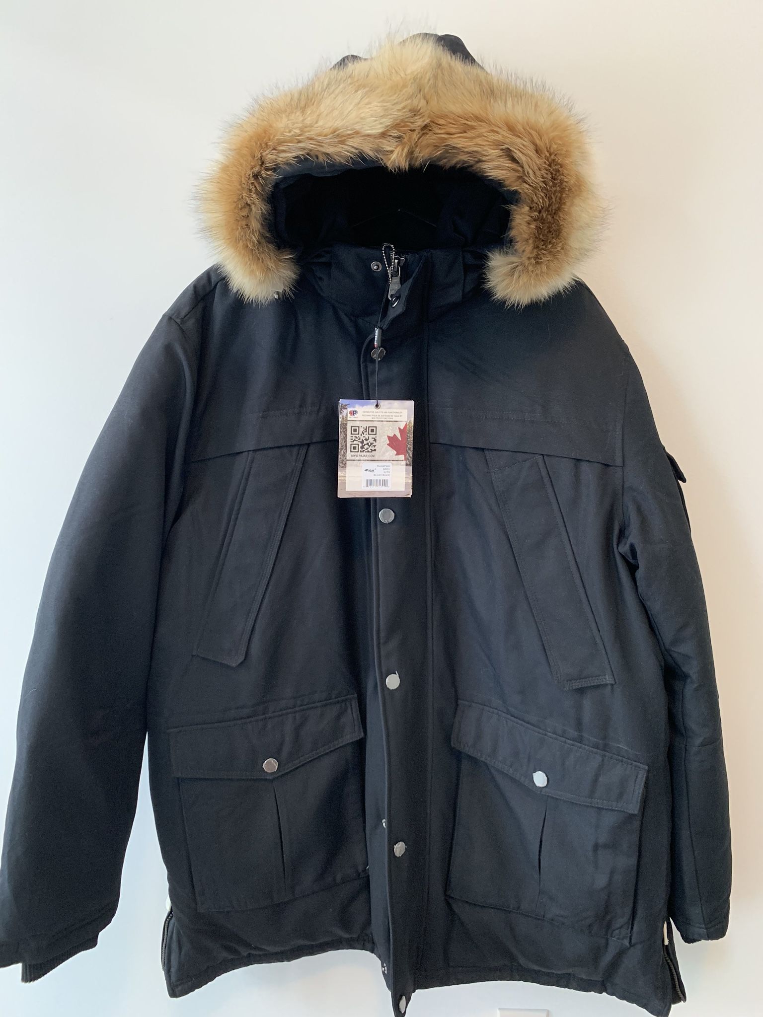 Pajar Canada Parka Real Fur Coat Black Pajar