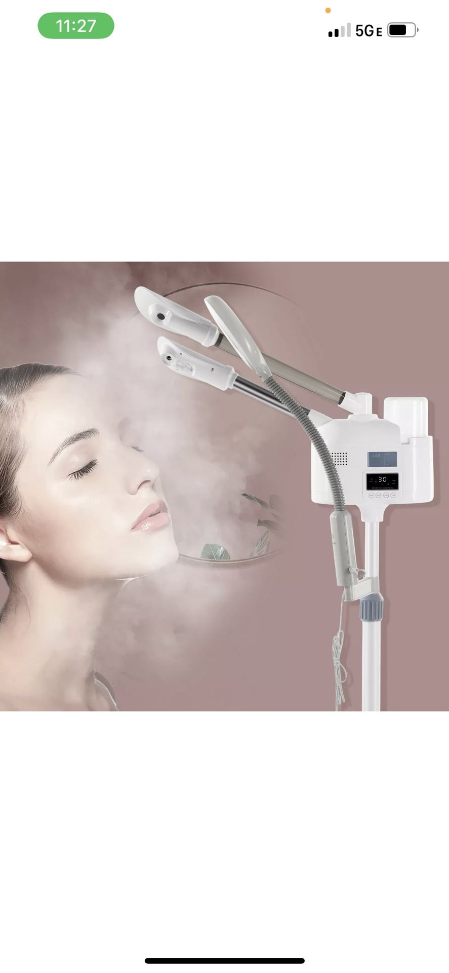 Hot/Cold Facial Steamer UV Ozone 5X Magnifying Lamp LCD Skin Care Salon Beauty
