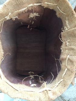 Handmade Palm Bark Sheath Frond Woven Waste Basket , Utensil Holder, Decor, Plant Holder. Super Unique! Thumbnail