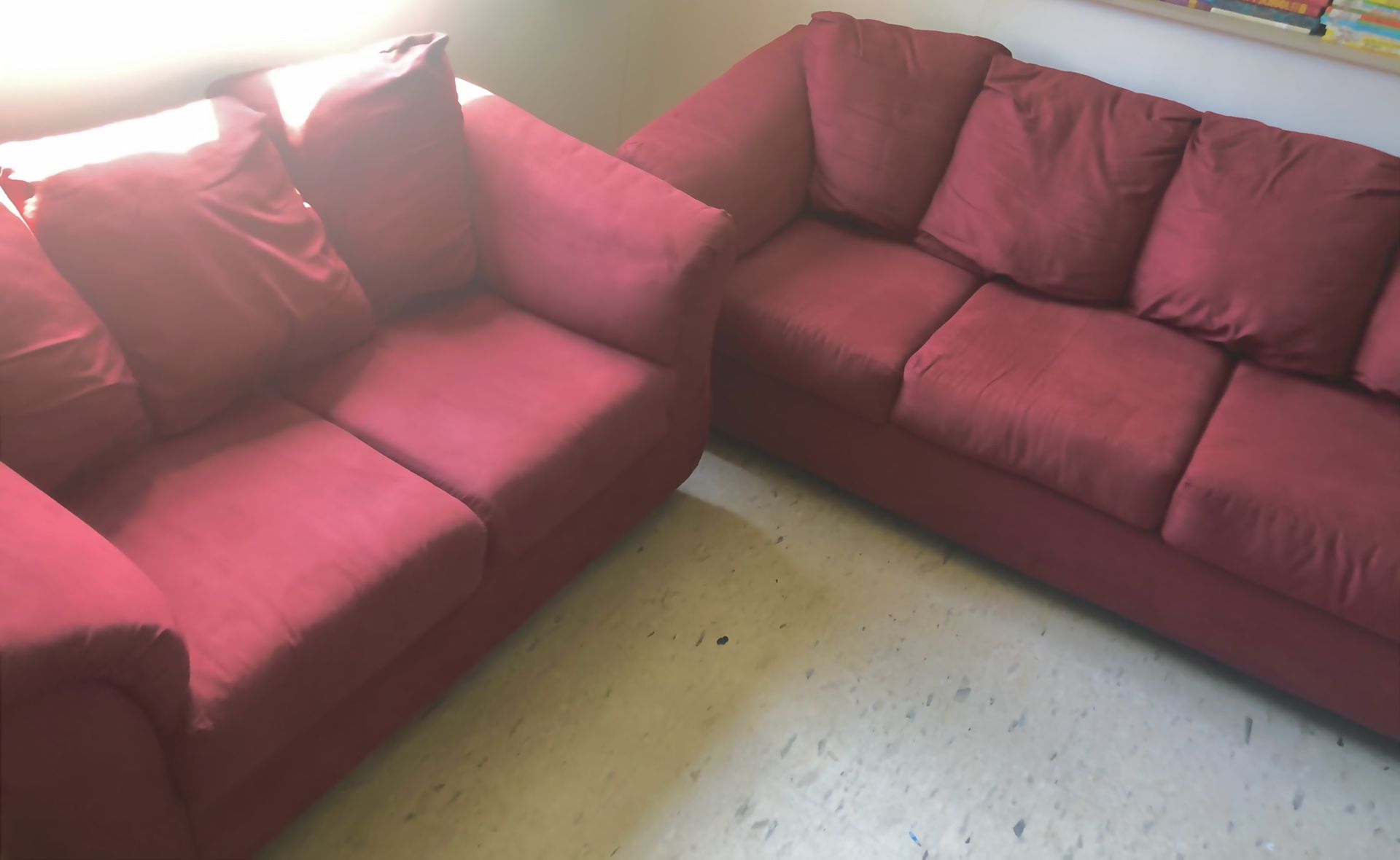 Red Suede Couches