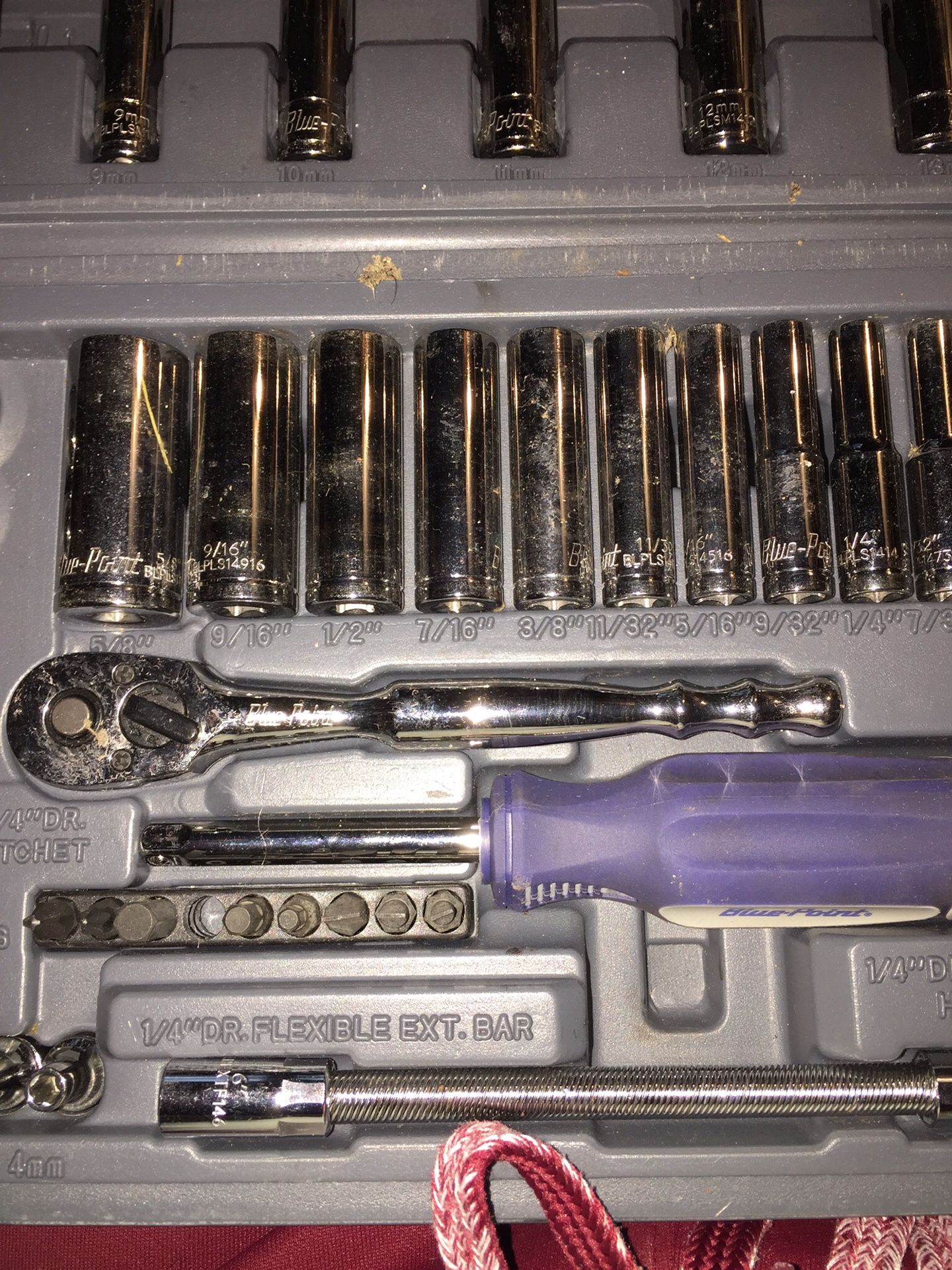 SnapOn BluePoint 62 Piece 1/4" Drive Metric & SAE General Service Set