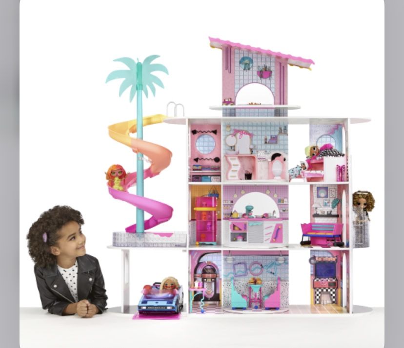 Lol Surprise Omg House Of Surprises New Real Wood Dollhouse 85+ Surprises 4 Floors Doll House 10 Rooms With Elevator Spiral Slide Pool Movie Theater D