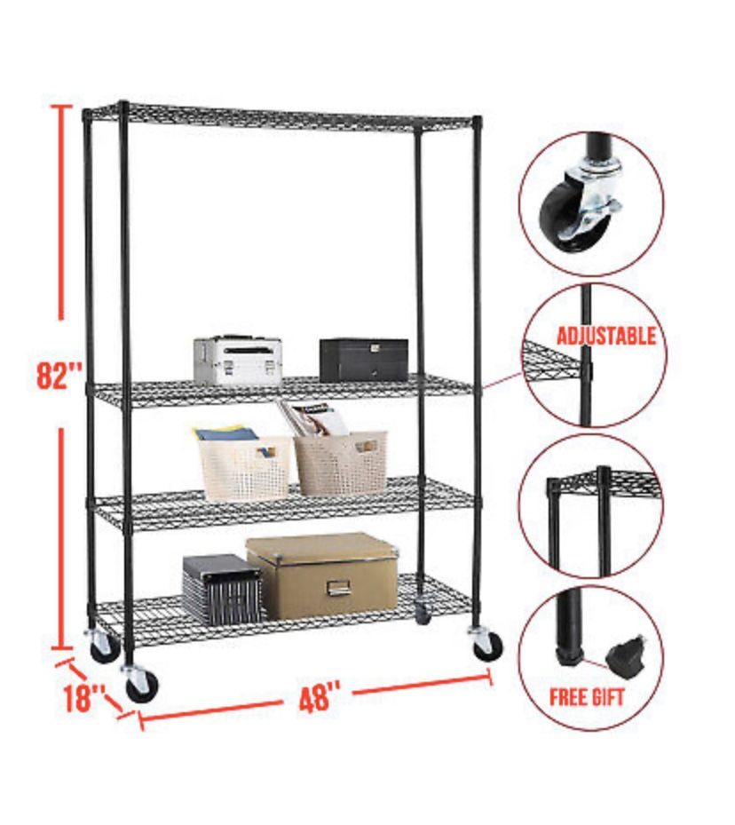 Heavy Duty 4 Tier Shelving Rack Steel Wire Metal Shelf Adjustable Storage Shelves