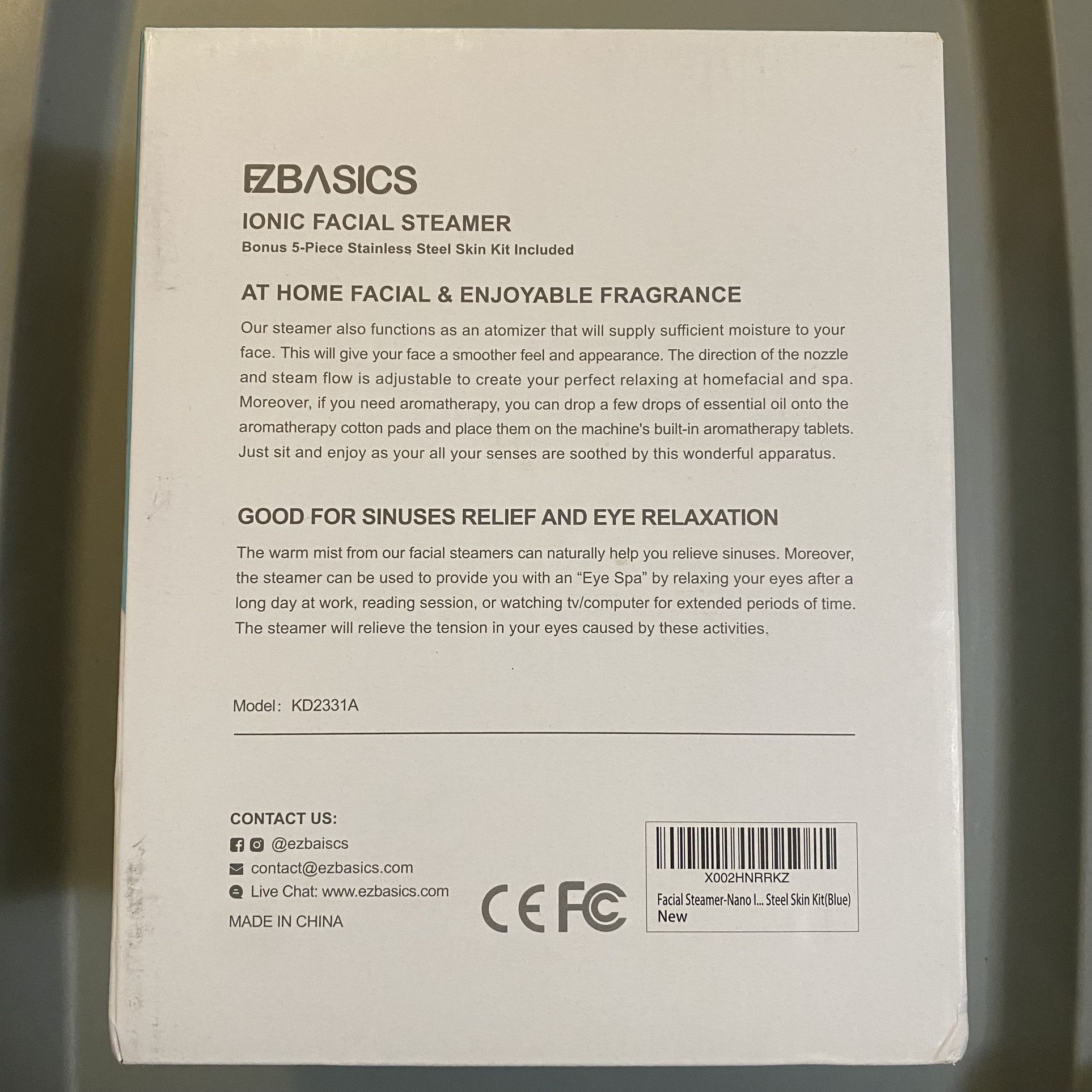 EZBASICS Ionic Facial Steamer Bonus 5-Piece Stainless Steel Skin Kit Included *Brand New