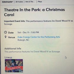 A Christmas Carol, Theater In The Part, Raleigh NC Thumbnail