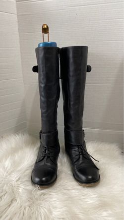 ALDO Black Leather Zip Knee High Riding Boots Size 39 EU 8.5 -9US Thumbnail