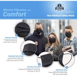 Black 3 Ply Disposable Face Mask (50 Pieces)  Thumbnail