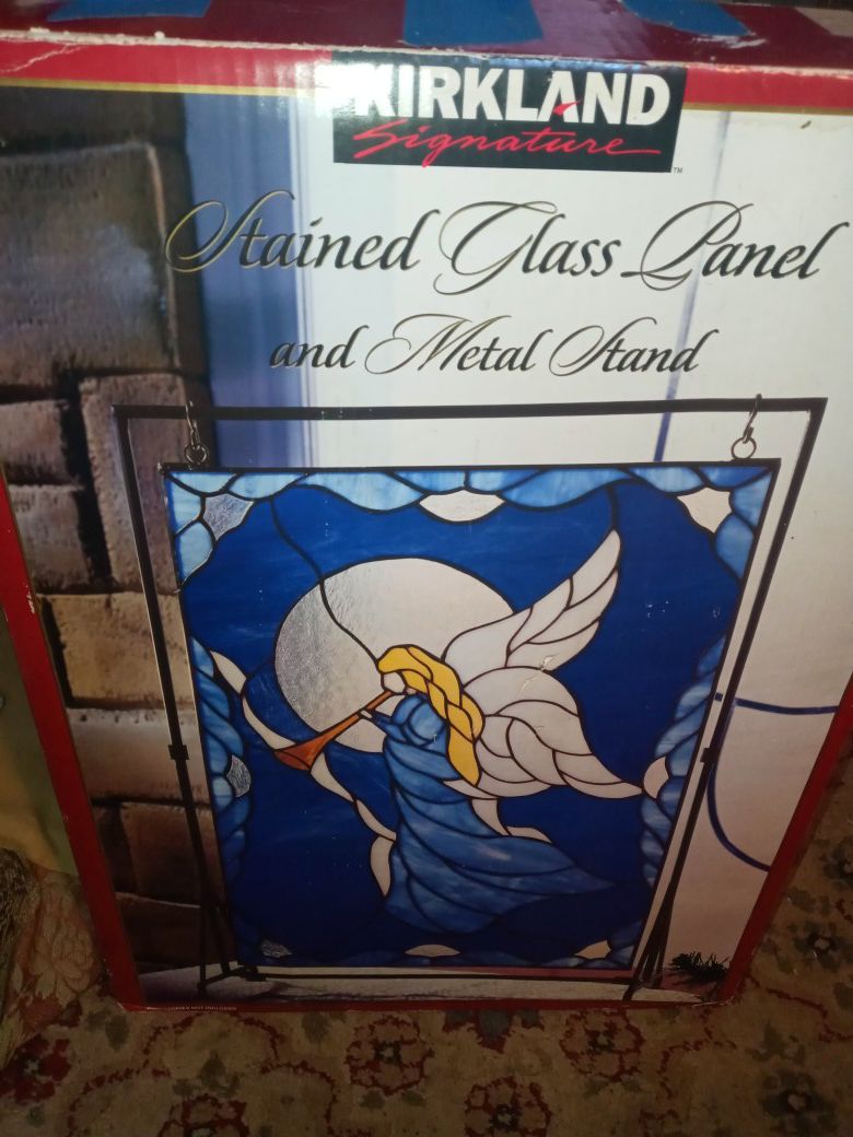 75 for the angel in the box at stained glass with a stand