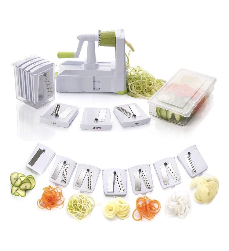 Brieftons 7-Blade Vegetable Spiralizer Strongest-and-Heaviest Duty Vegetable Spiral Slicer, Best Veggie Pasta Spaghetti Maker for Low Carb/Paleo/Glut