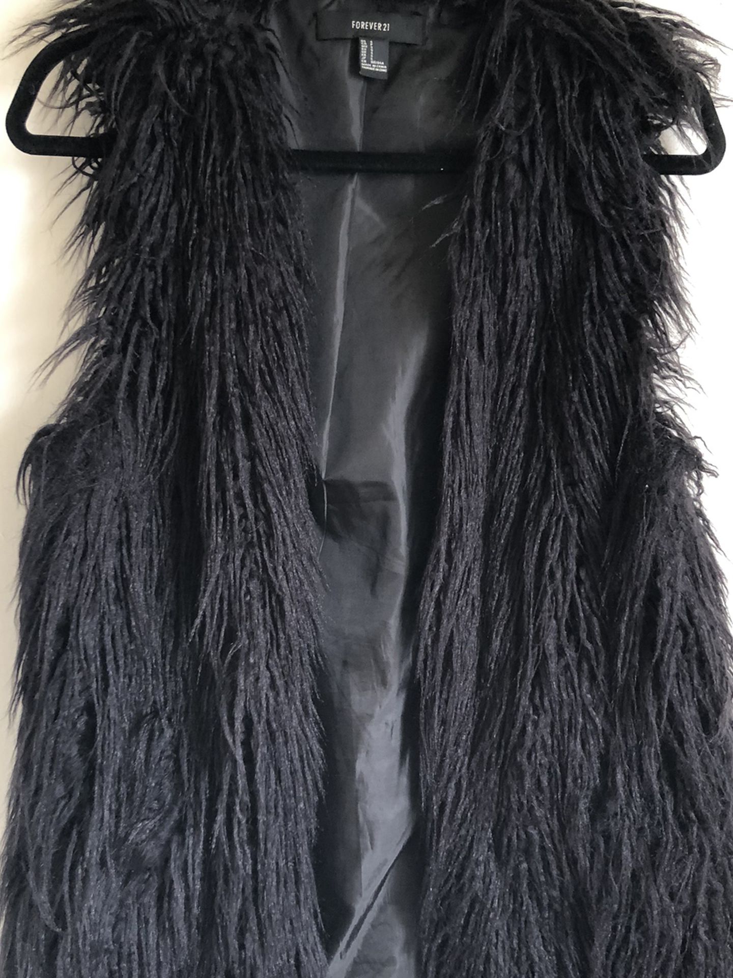 Long Black Fur Vest