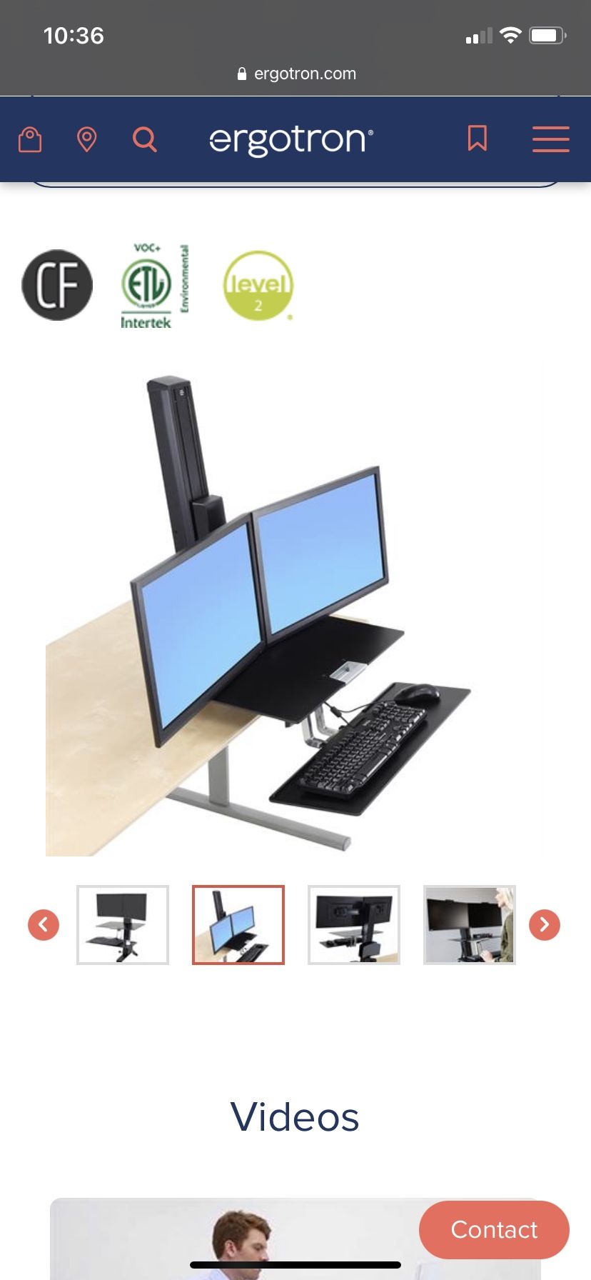 Ergotron Dual Monitor Sit/Stand Station