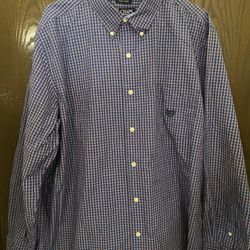Chaps Easy Care Checkered Long Sleeve Blue Button Down Men's Size XL XLarge Thumbnail
