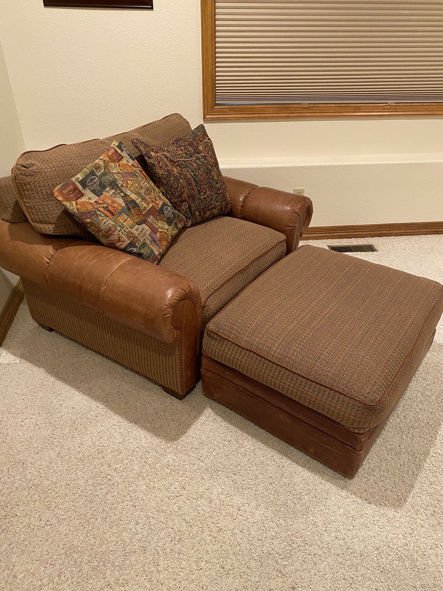 Oversized Leather Chair with Ottoman