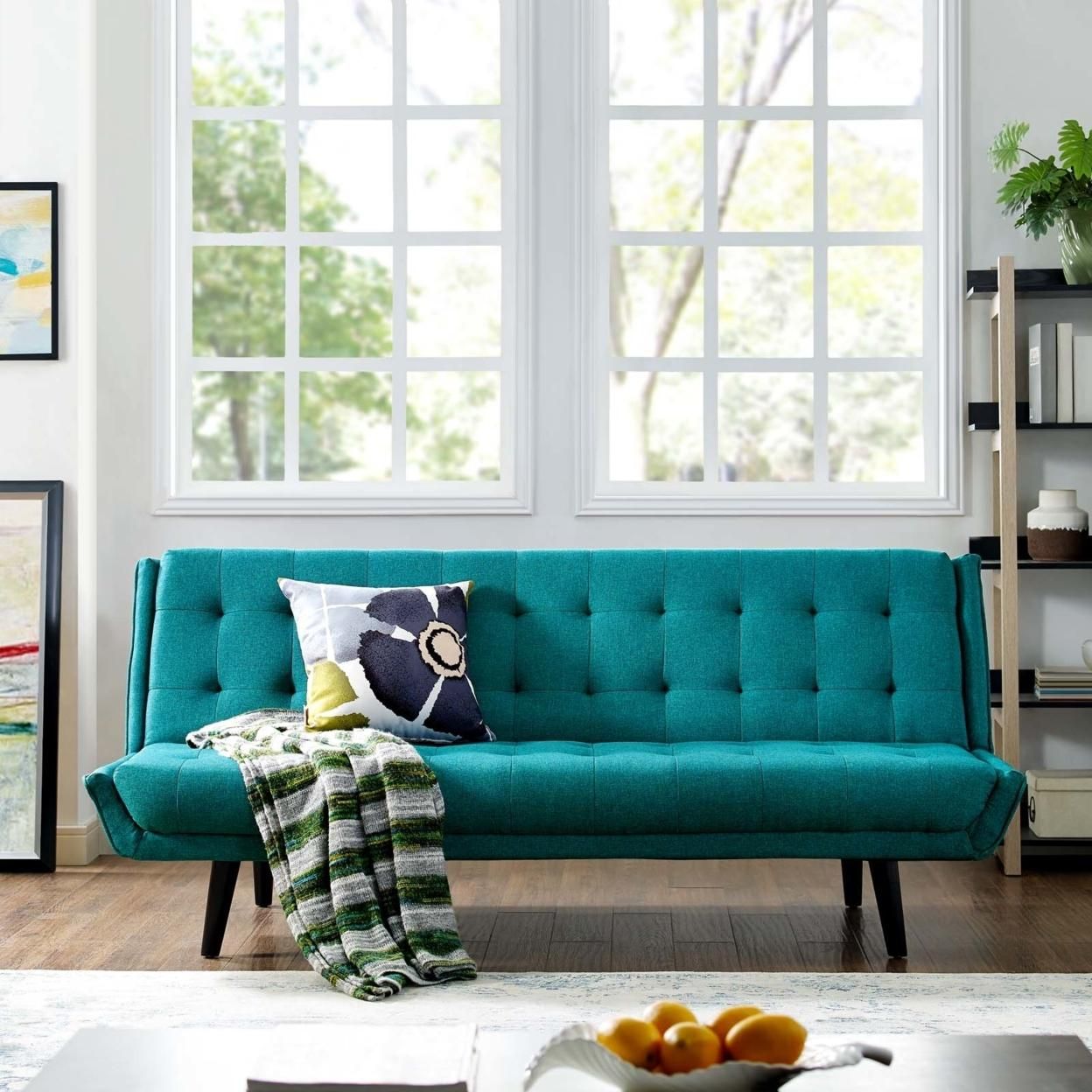 Glance Tufted Convertible Fabric Sofa Bed (3093-TEA)
