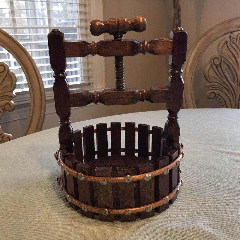 Vintage Wooden Wishing Well Cork Screw Nut Cracker