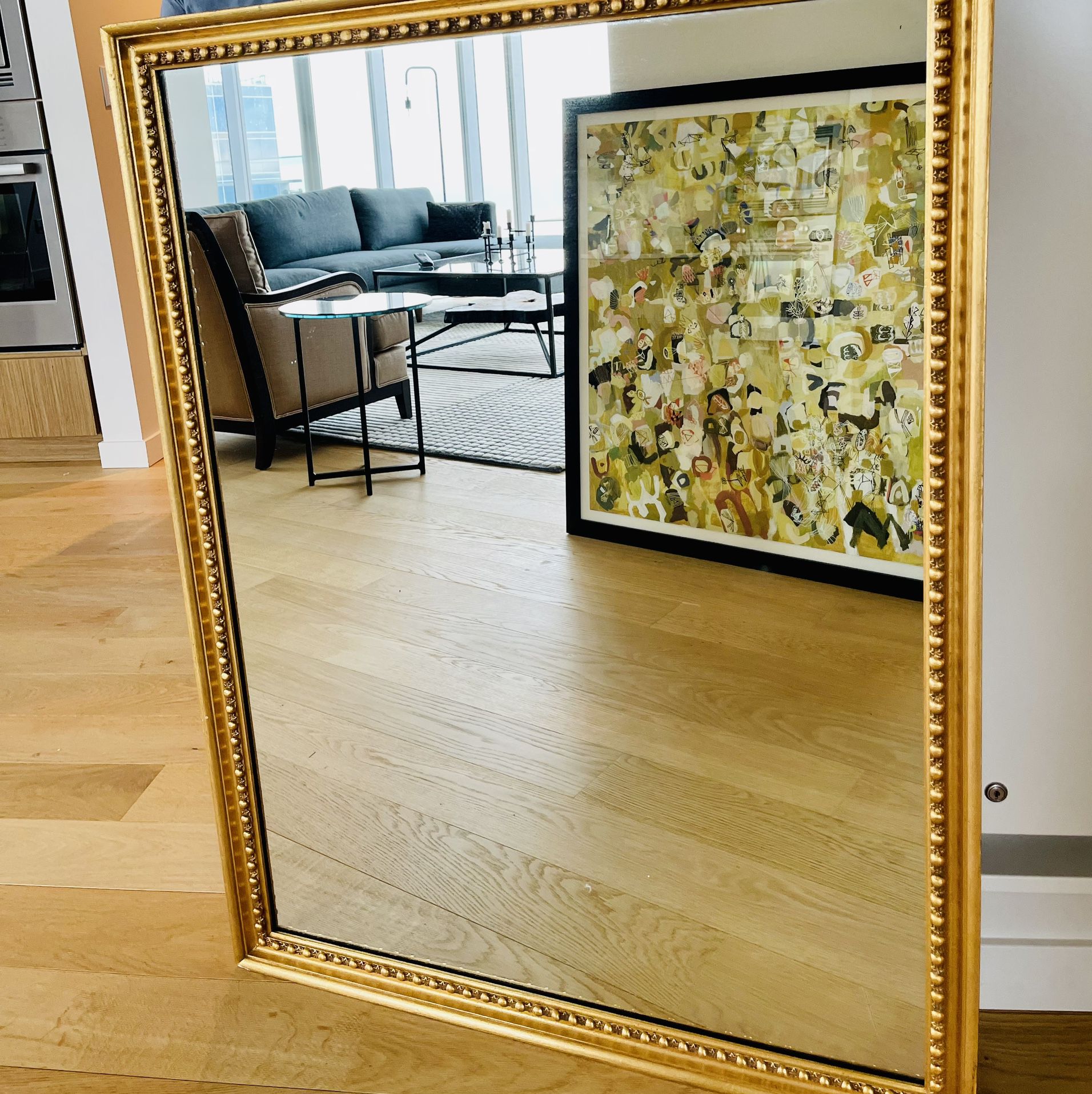 Mirror In Solid Gold Wood Frame 