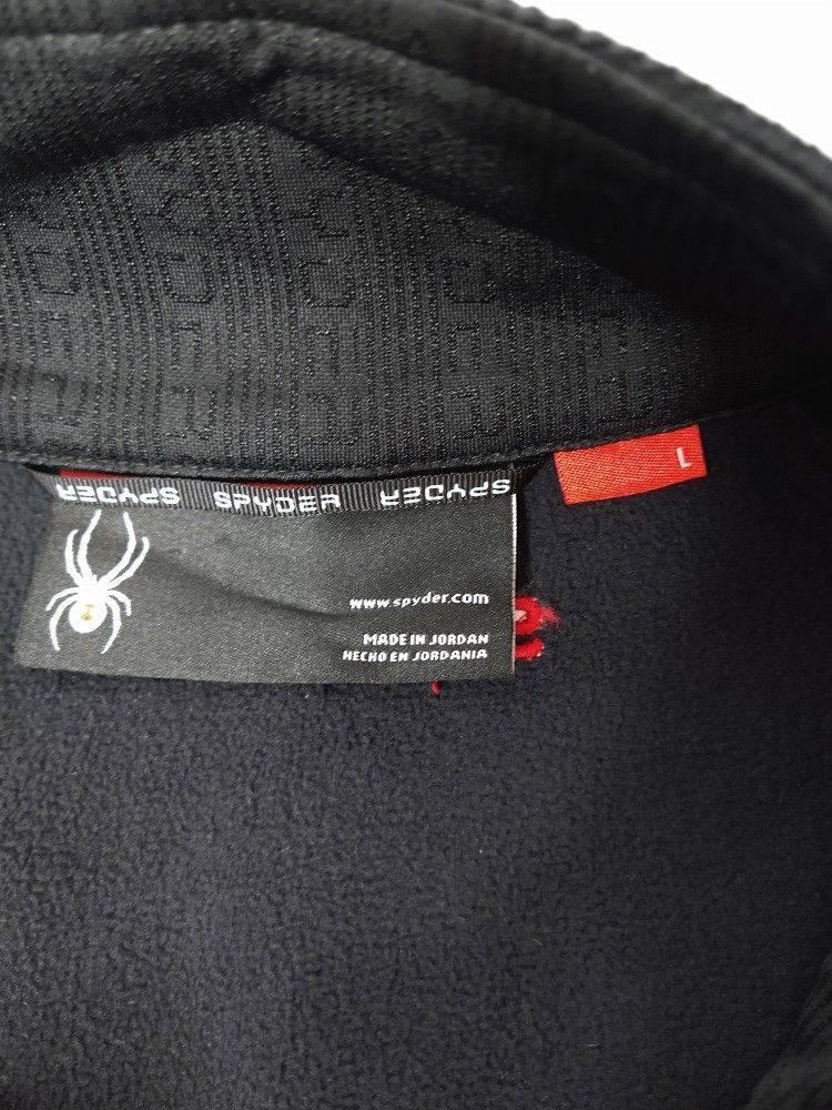 MENS SPYDER STELLAR JACKET Size Large Black Sherpa Lined Bonded Fleece