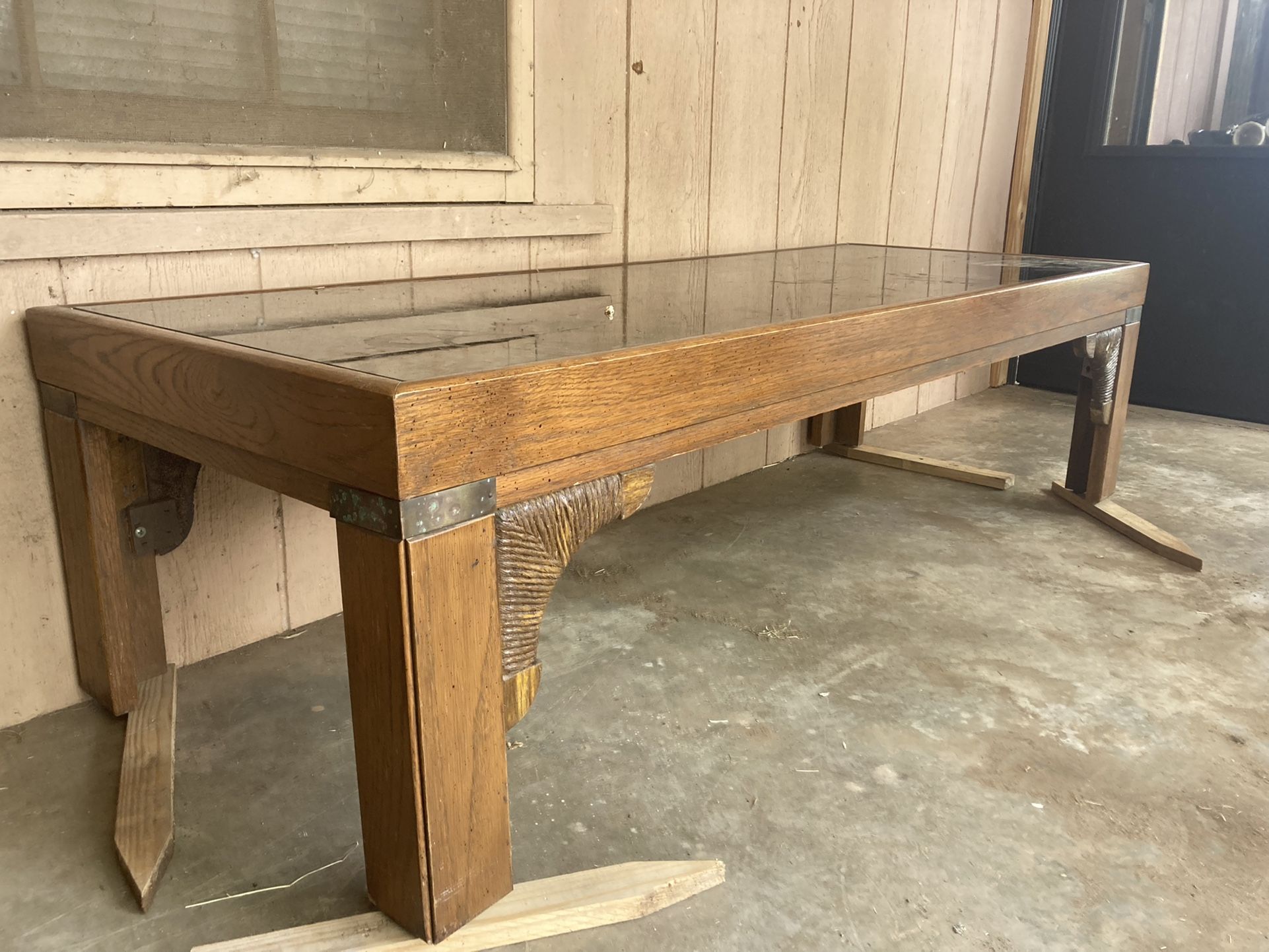 Antique Glass Top Table
