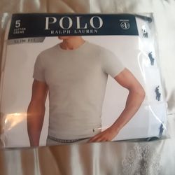 Polo Ralph Lauren Slim Fit White T-shirt Size Medium 5 Pack Thumbnail