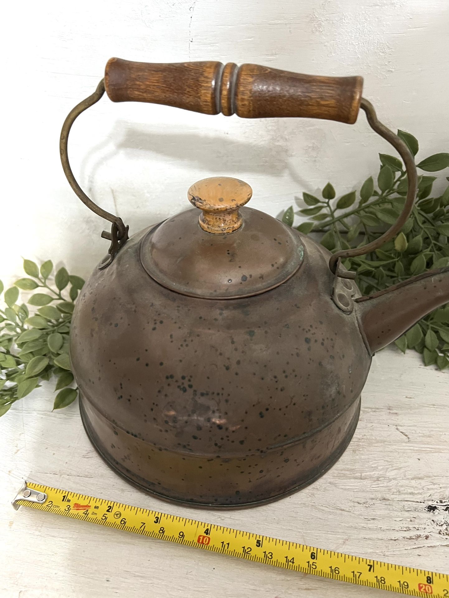 Vintage Patina Tea Kettle Decor