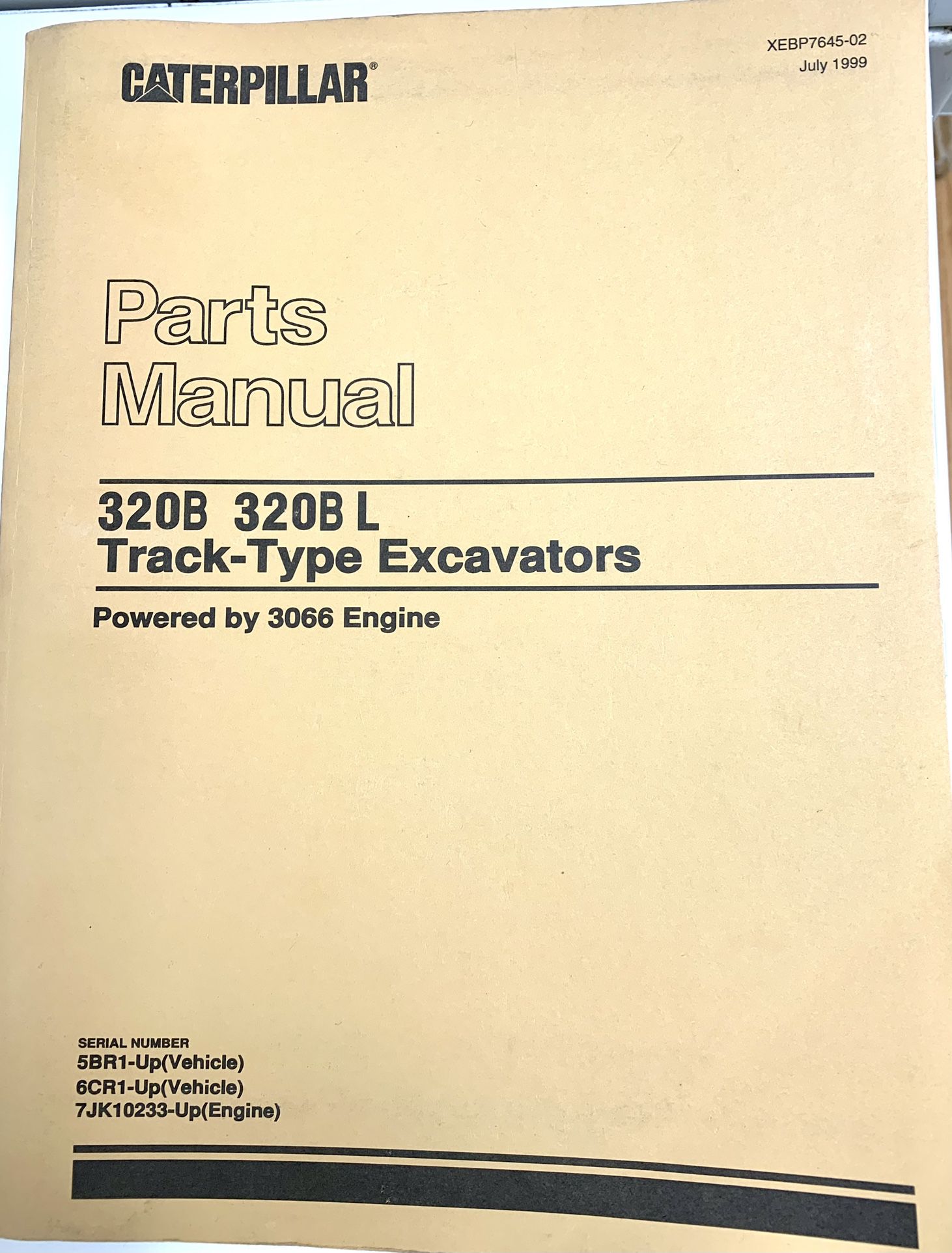 Caterpillar 320B 320B L Track-Type Excavators Parts Manual Book 3006 Engine 5BR1  