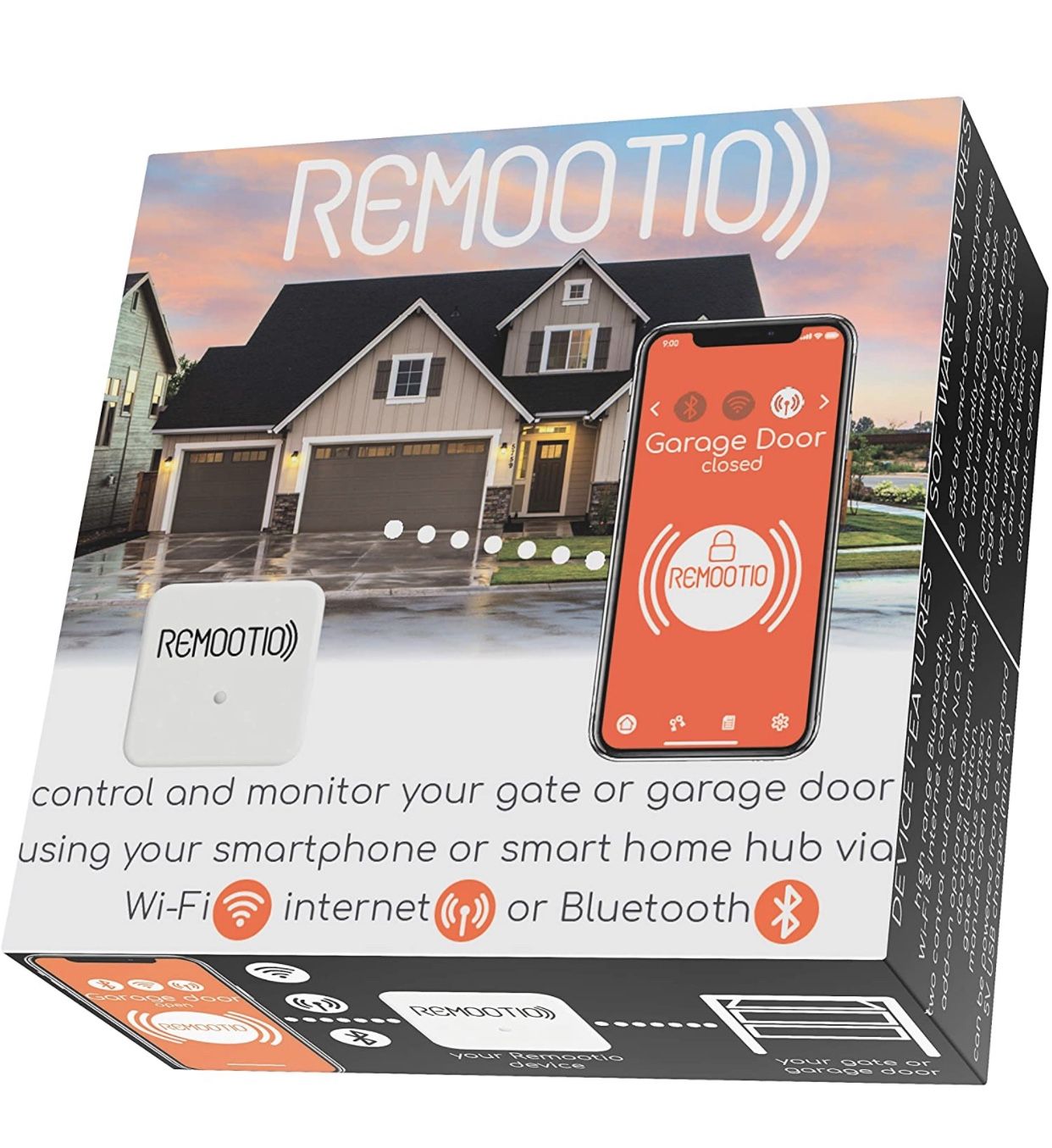 Remootio 2 WiFi and Bluetooth Smart Garage Door Opener with iOS and Android App, Amazon Alexa, Google Home, SmartThings, Siri Shortcuts. with Sensor a