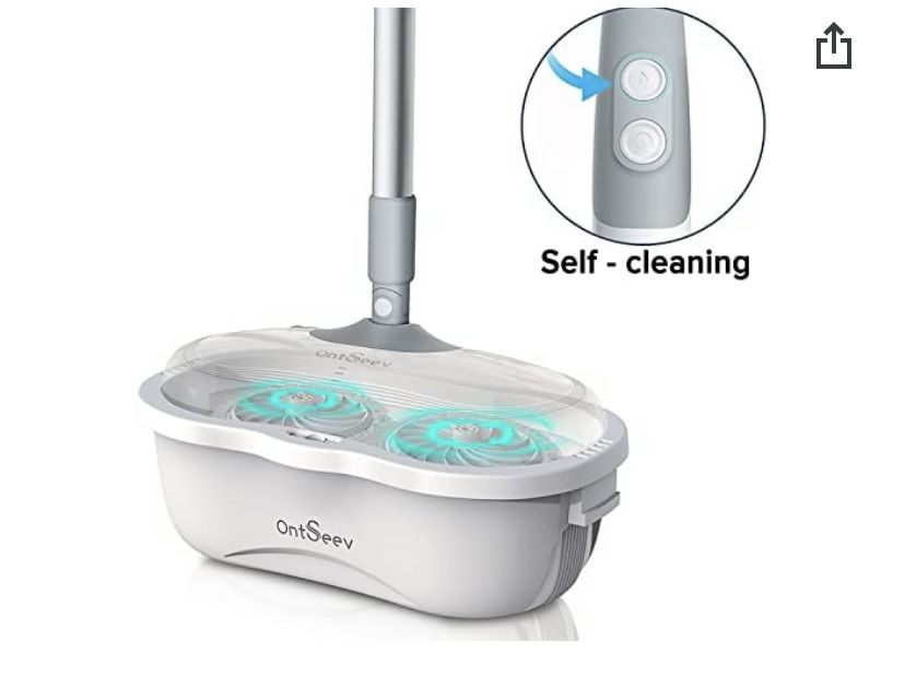 Ontseev Cordless Electric Mop & Bucket for Floor Cleaning Auto Self Clean Spin-Dry Spray Mop Scrubber Floor Cleaner Machine Rechargeable Low Noise