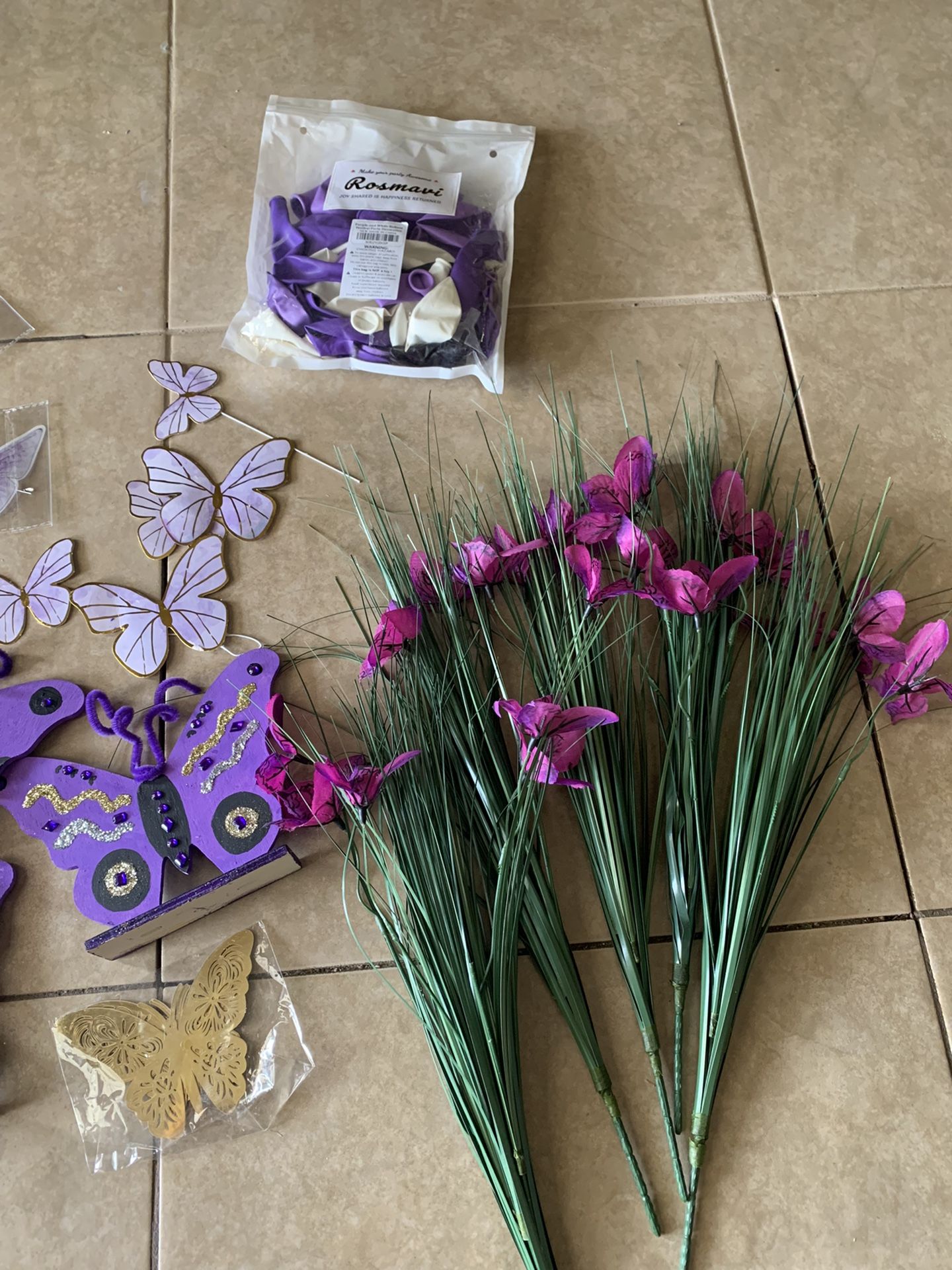 Purple Butterfly Party Decorations Number 1 Balloons