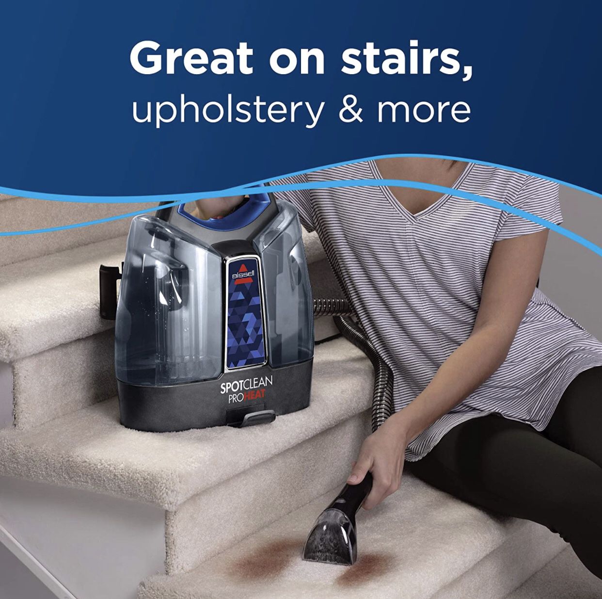 NEW! Bissell SpotClean ProHeat Portable Spot and Stain Carpet Cleaner, 2694, Blue