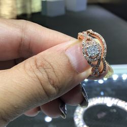 10k Rose Gold Diamond Bridal Set With Big Diamond 0.50ct Diamond ..best Quality Diamond …💎💎💎💎 Thumbnail