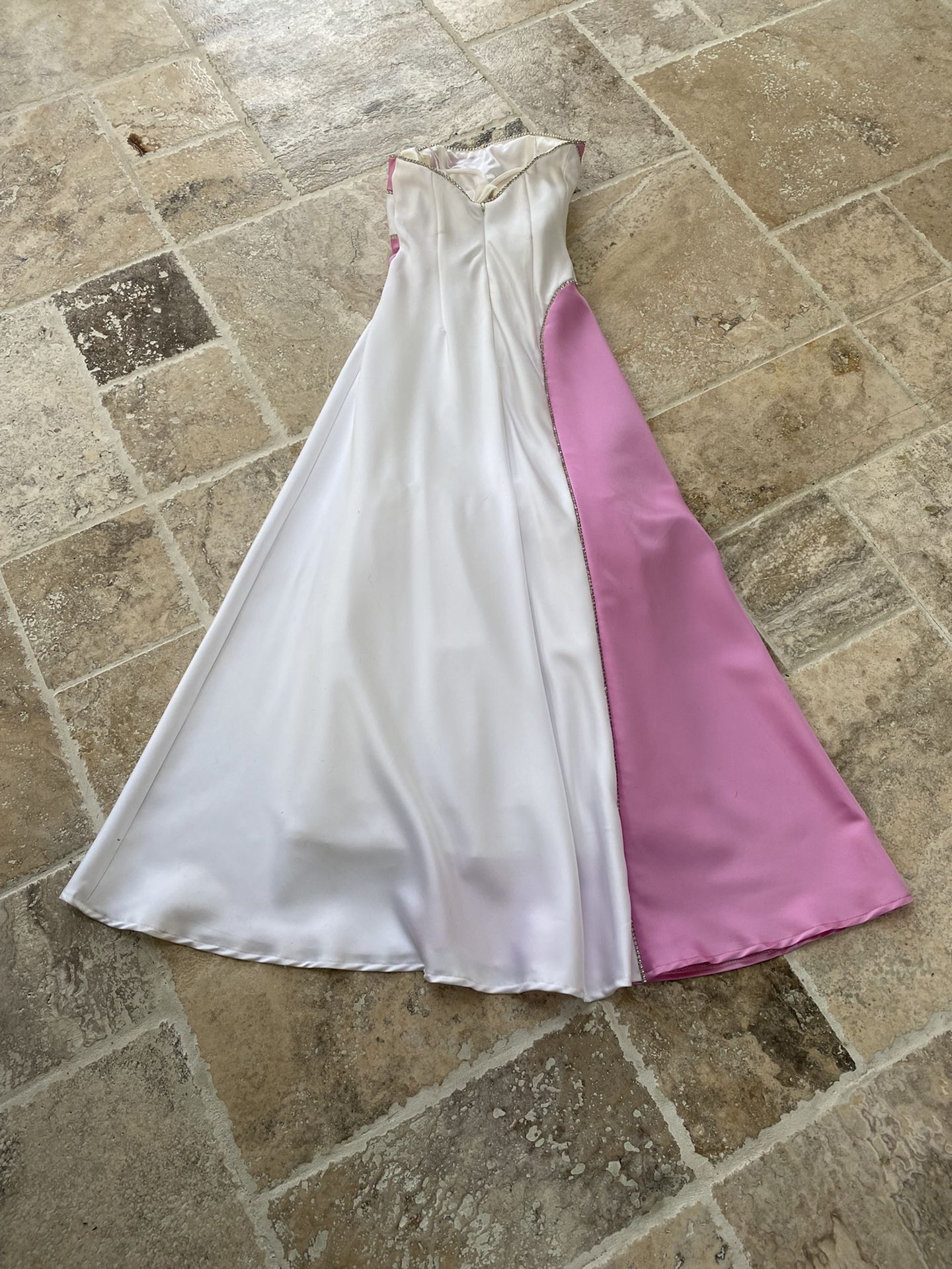 Strapless Pink And White Dress