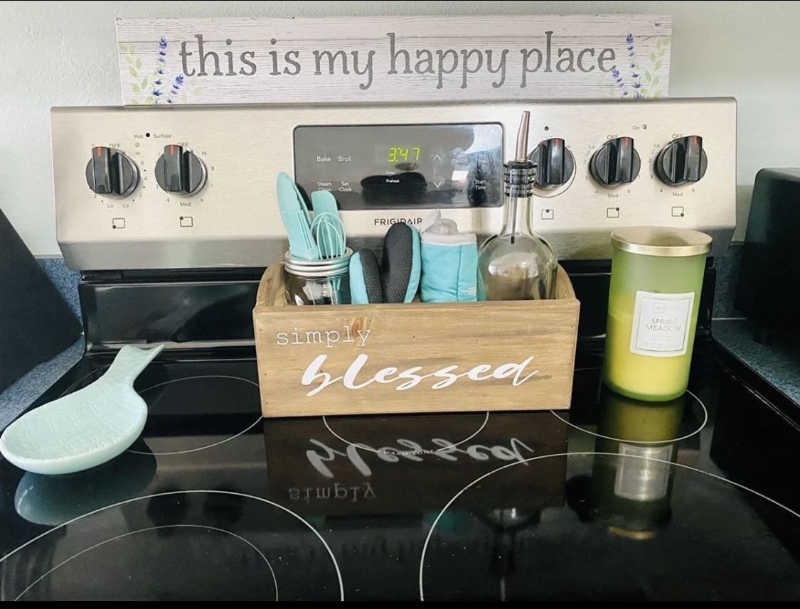 Simply Blessed wood storage caddy