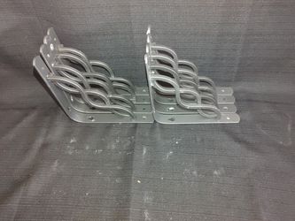 Set of Eight (8) Unbranded Celtic Scroll Pewter Color Shelf Brackets  Thumbnail