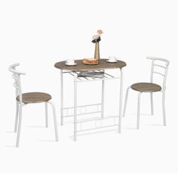 3 Piece Dining Set, Breakfast Table Set For 2, Wooden Table And 2 Chairs Thumbnail