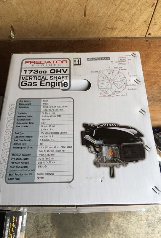 Predator engines 173cc OHV vertical shaft gas engine **BRAND NEW** for