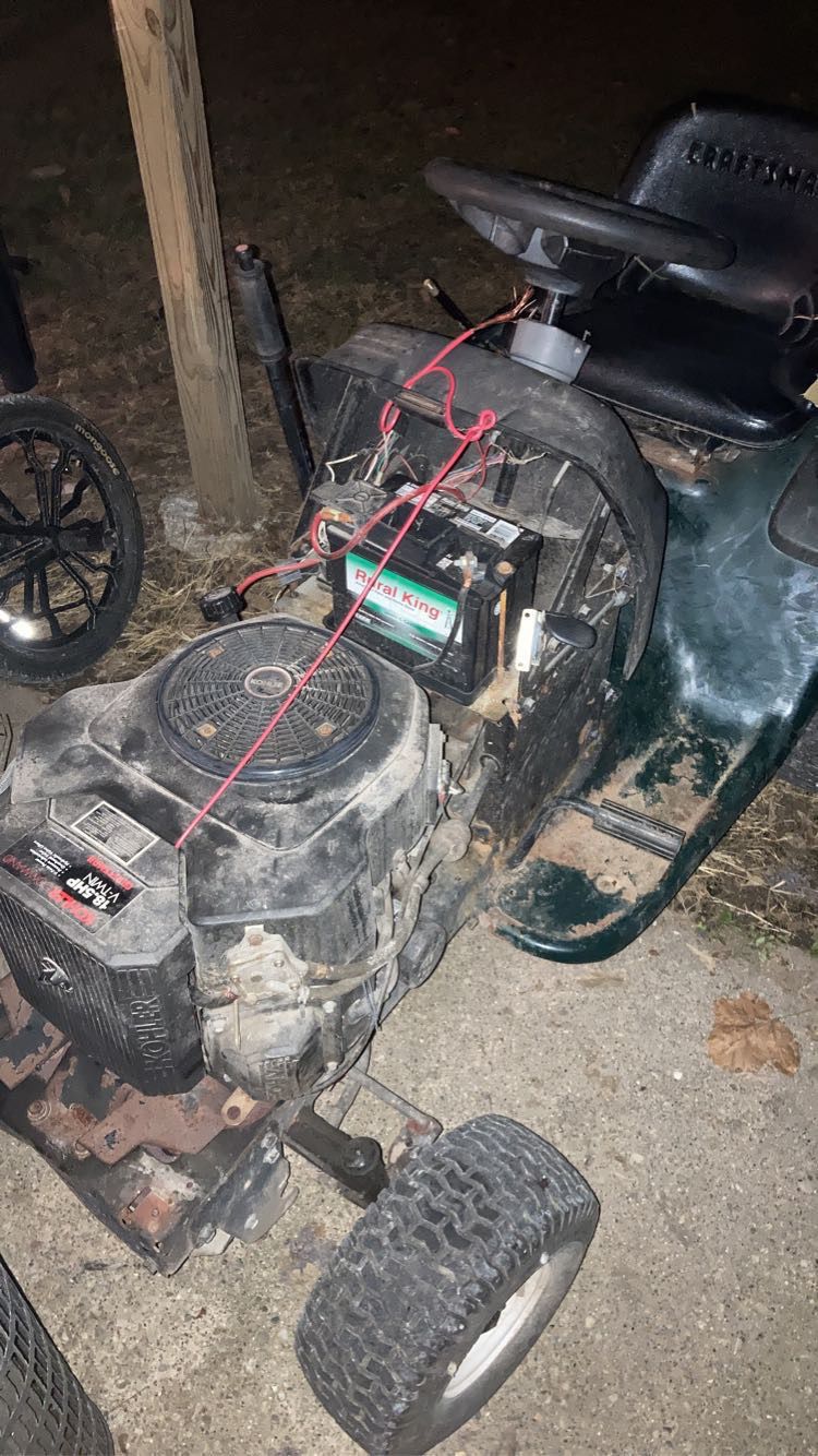 caftsmam lawnmower  runs and drives but needs a hood  would like to get three to four hundred out of it 
