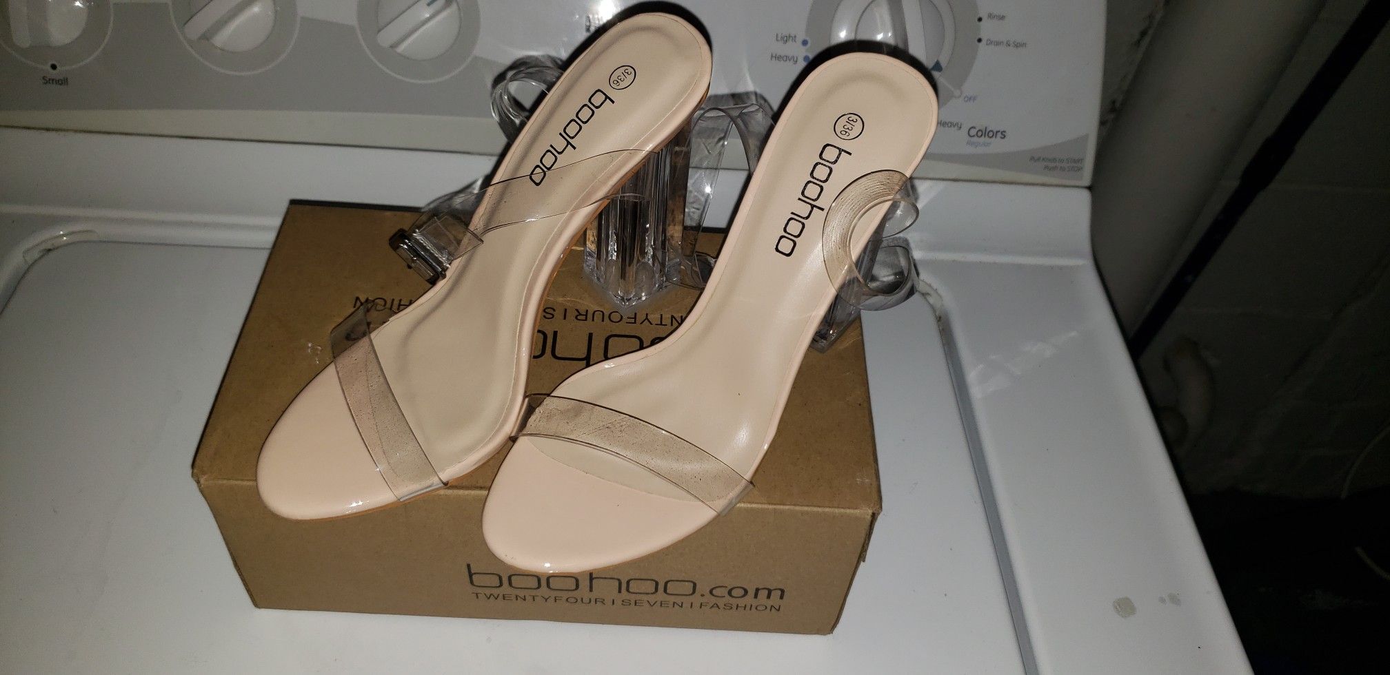 Clear two part block heels