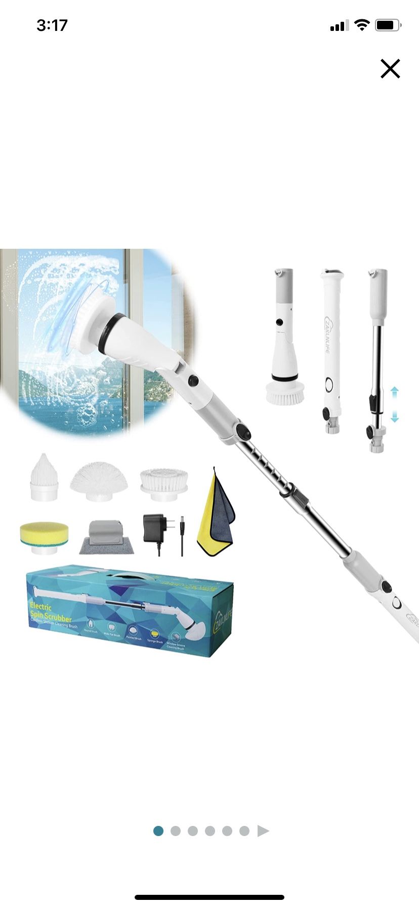 Shower Cleaning Brush, Electric Spin Scrubber, Cordless Shower Scrubber for Cleaning, Tub and Tile Power Scrubber, Adjustable Extension Handle & 4 Rep
