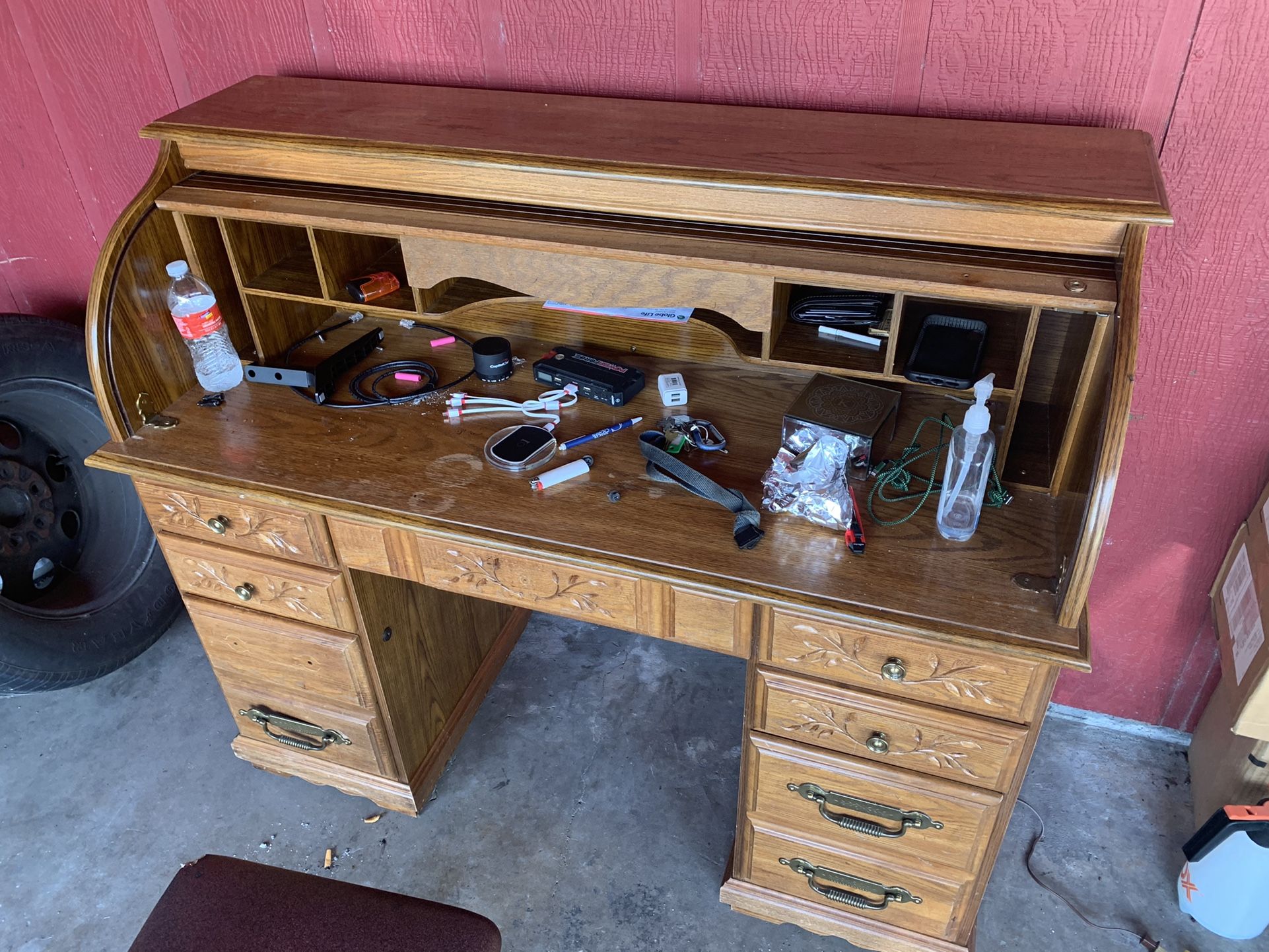 Solid Wood Computer Desk With Working Lamp