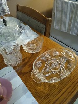 Nice nice glass Crystal candy dishes are bases Olive bowls for the holidays Thumbnail