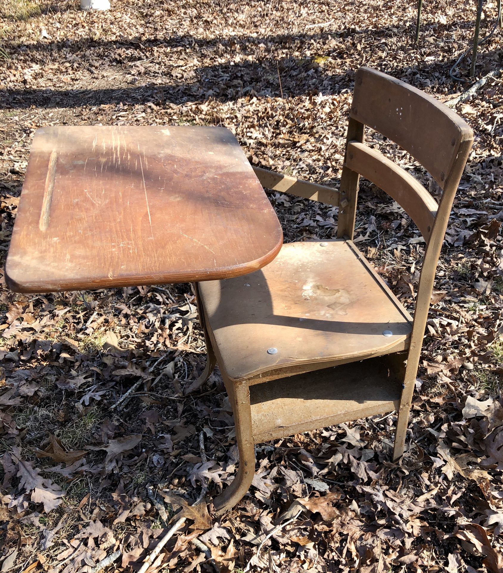 Antique wooden school desk