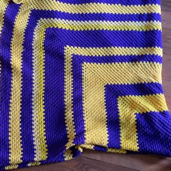 Crochet Blanket, Yellow And Purple, King Size Thumbnail