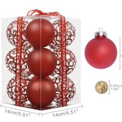 Brand New In Box Super Holiday 12ct Christmas Ball Ornaments, 2.76" Hand Painted Shatterproof Christmas Balls with Auspicious Cloud Pattern, Perfect H Thumbnail