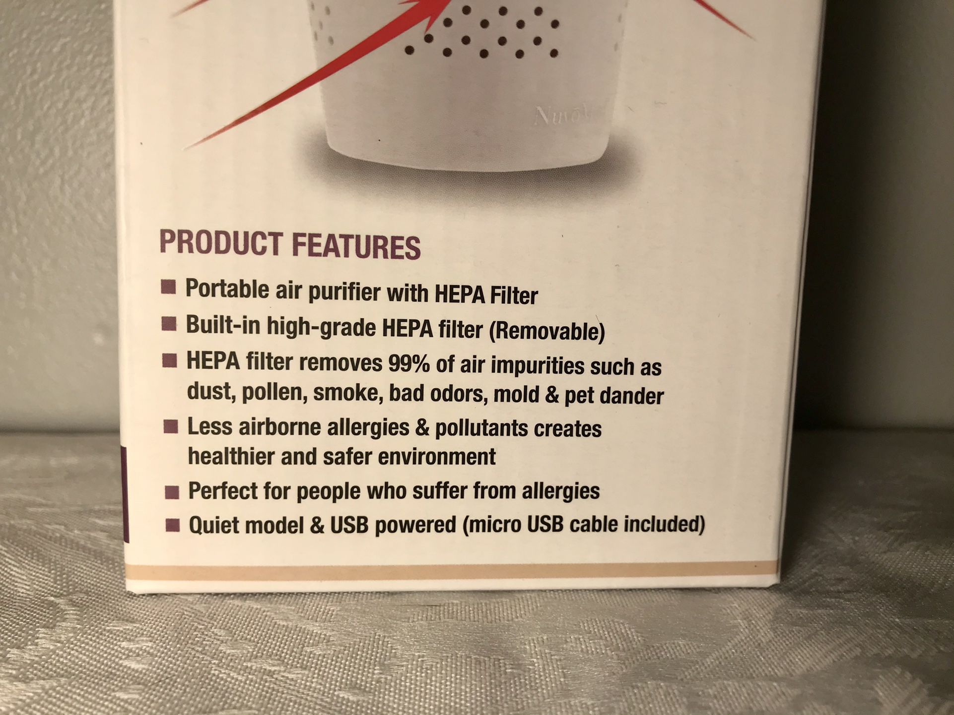 New Portable Air Purifier W/ Removable HELPA Filter