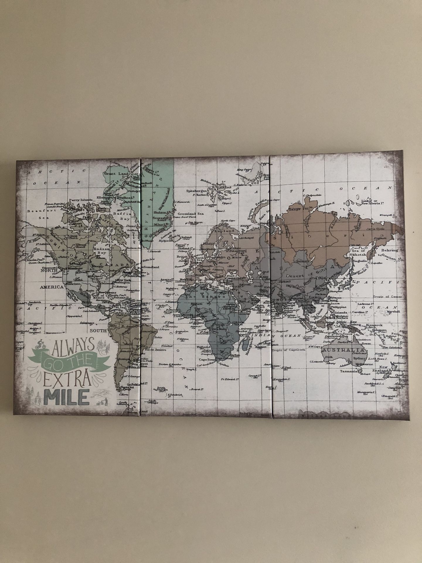 3 Separate canvases- World Map