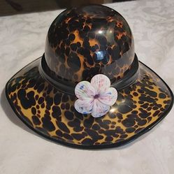 Unique 1980s Tortoise Art Glass Hat Bowl  Thumbnail