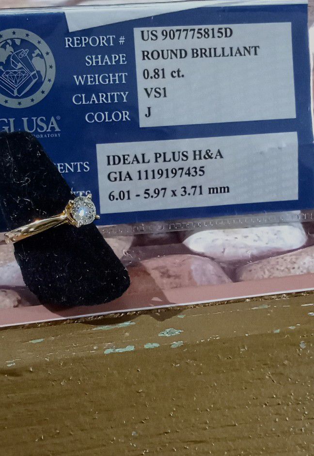 14k Genuine .81 "IDEAL PLUS "CUT ROUND DIAMOND ENGAGEMENT RING